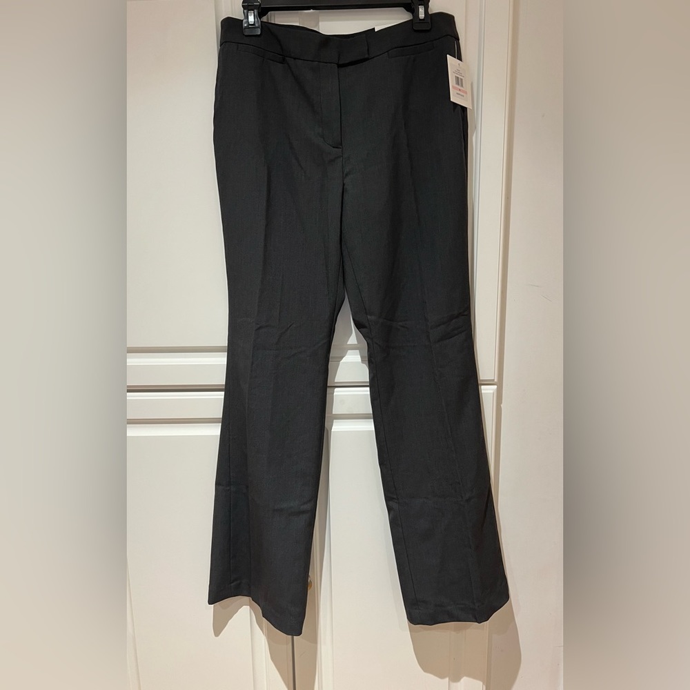 Ellen Tracy Modern Trouser Size 10 Dark Heather Grey NWT
